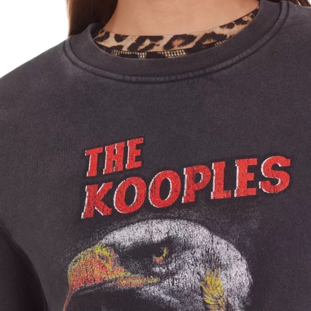 NWT The Kooples Dark Gray Graphic Print Crewneck L/S Sweatshirt Sz 2 - Picture 5 of 5